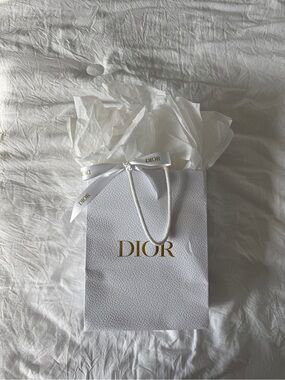 Dior White Tote Gift Bag with Gold Logo